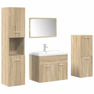 vidaXL Juego de muebles de ba&ntilde;o 5 pzas madera ingenier&iacute;a roble Sonoma