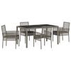 vidaXL Conjunto de Comedor de Jard&iacute;n 5 pcs Gris rat&aacute;n sint&eacute;tico