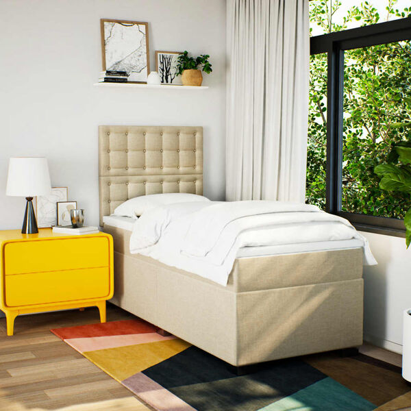 vidaXL Cama box spring con colch&oacute;n tela color crema 80x200 cm