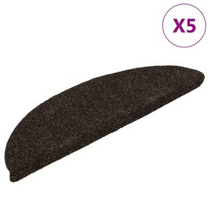 vidaXL Felpudos autoadhesivos para escaleras, 5 unidades, 56 x 17 x 3 cm, marr&oacute;n oscuro, semicirculares