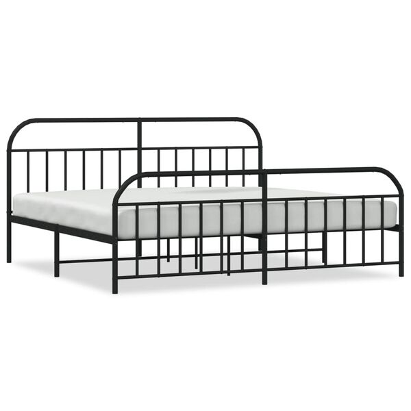 vidaXL Estructura cama sin colch&oacute;n con estribo metal negro 200x200 cm