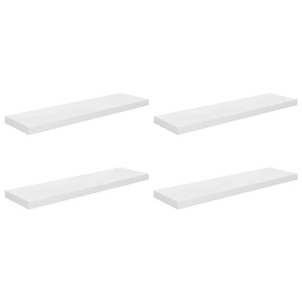 vidaXL Estante flotante de pared 4 uds MDF blanco brillo 90x23,5x3,8cm