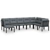 vidaXL Juego de muebles de jard&iacute;n 8 pzas rat&aacute;n sint&eacute;tico negro y gris