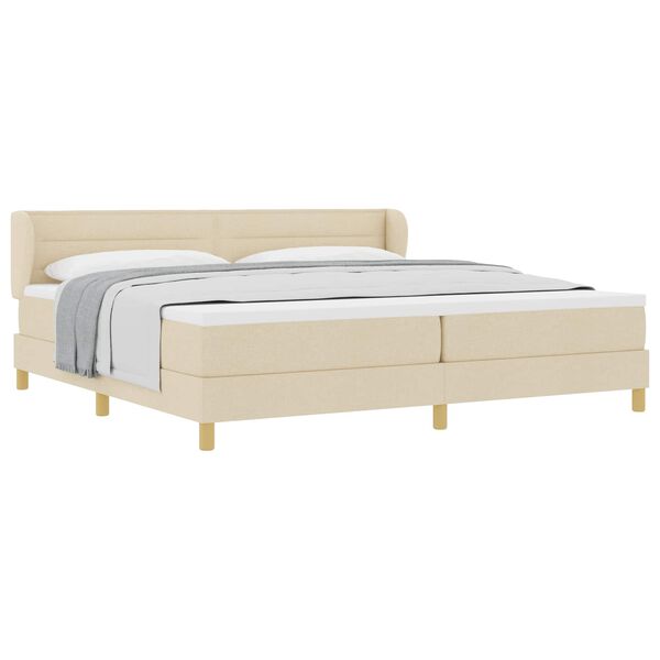 vidaXL Cama tipo Box Spring con colch&oacute;n Crema 200 x 200 cm tela