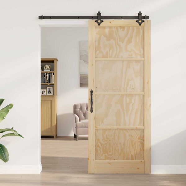 vidaXL Juego de Puerta Corredera ORKDAL Natural y negro 86 x 211 cm