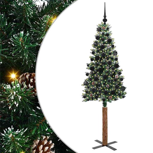 vidaXL Árbol de Navidad Delgado con 300 LED con soporte Verde y 180 cm