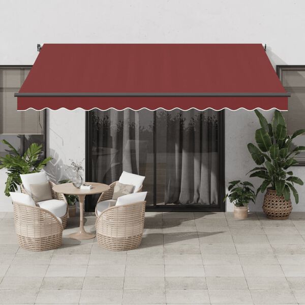 vidaXL Toldo retráctil automático con luces LED burdeos 400x300 cm