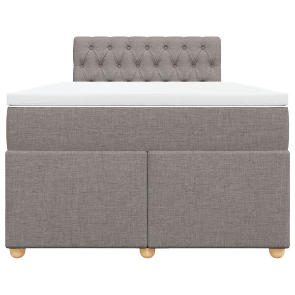 vidaXL Cama box spring con colch&oacute;n tela gris taupe 120x200 cm
