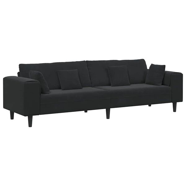 vidaXL Sof&aacute; con coj&iacute;n Negro 250 x 77 x 76 cm Terciopelo