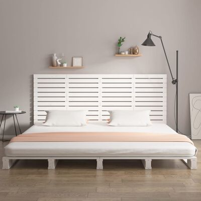 vidaXL Cabecero cama de pared madera maciza pino blanco 206x3x91,5 cm
