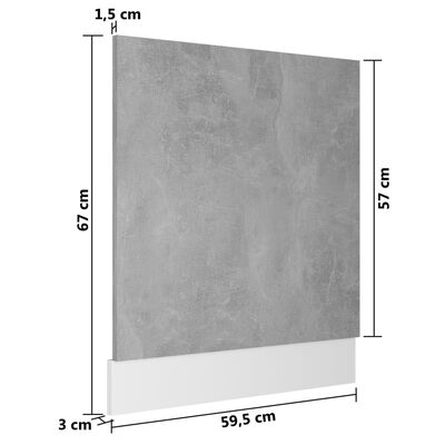 vidaXL Panel para lavavajillas contrachapada gris hormigón 59,5x3x67cm