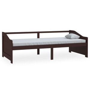 vidaXL Sof&aacute; cama de 3 plazas sin colch&oacute;n marr&oacute;n oscuro 90x200 cm