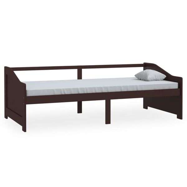 vidaXL Sof&aacute; cama de 3 plazas sin colch&oacute;n marr&oacute;n oscuro 90x200 cm