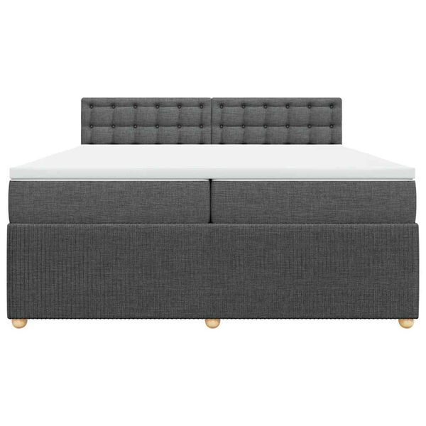 vidaXL Cama box spring con colch&oacute;n tela gris oscuro 200x200 cm