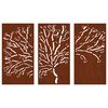 vidaXL Adorno pared jard&iacute;n 3 pzas acero corten dise&ntilde;o &aacute;rbol 105x55 cm