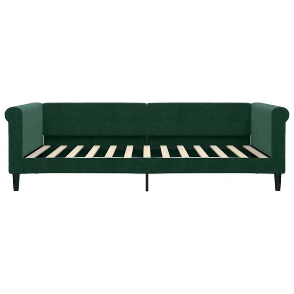 vidaXL Sof&aacute; cama sin colch&oacute;n terciopelo verde oscuro 100x200 cm