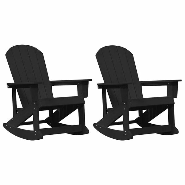 vidaXL Sillas mecedoras Adirondack 2 pcs Negro HDPE