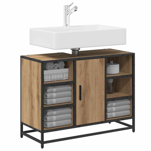 vidaXL Mueble de Cuarto de Ba&ntilde;o Roble artesanal 80 x 33 x 60 cm