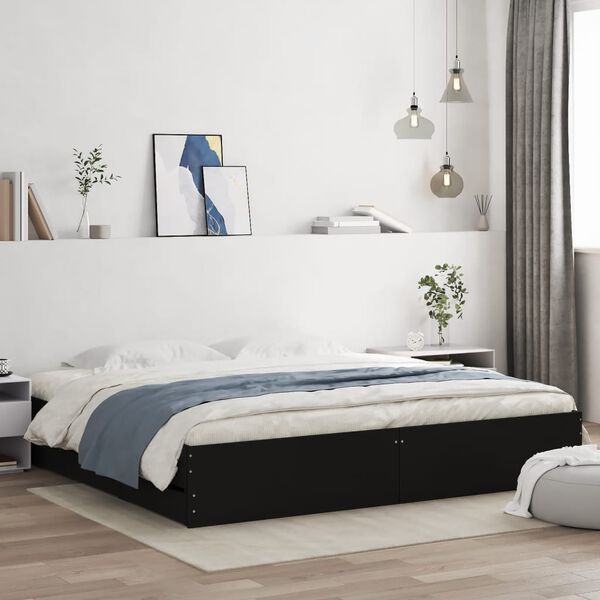 vidaXL Estructura cama con cajones madera ingeniería negra 160x200 cm