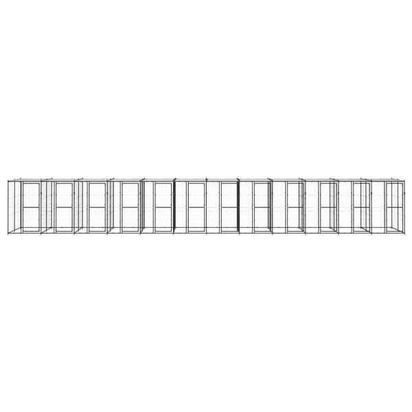 vidaXL Perrera de exterior de acero con techo 29,04 m&sup2;