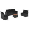 vidaXL Set de sof&aacute;s de jard&iacute;n 8 piezas y cojines rat&aacute;n sint&eacute;tico negro