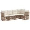 vidaXL Conjunto de sof&aacute;s de jard&iacute;n 5 uds. Beige rat&aacute;n sint&eacute;tico