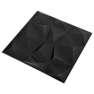 vidaXL Paneles de pared 3D 24 unidades negro diamante 6 m² 50x50 cm