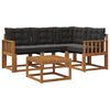 vidaXL Conjunto de sof&aacute;s de exterior 5 uds. Natural y negro
