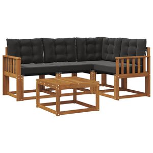 vidaXL Conjunto de sof&aacute;s de exterior 5 uds. Natural y negro