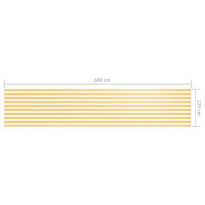 vidaXL Toldo para balcón tela oxford blanco y amarillo 120x600 cm