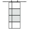 vidaXL Puerta corredera con herrajes negro 90x205 cm vidrio templado