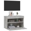 vidaXL Mueble de TV de pared con luces LED gris hormig&oacute;n 60x30x40 cm