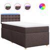 vidaXL Cama box spring con colch&oacute;n tela marr&oacute;n oscuro 90x200 cm