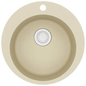 vidaXL Fregadero de cocina de granito con un seno redondo beige
