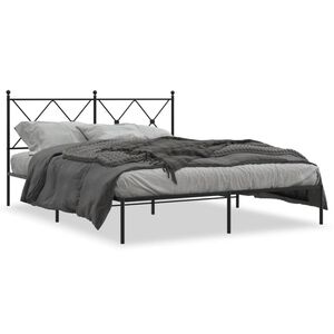 vidaXL Estructura cama sin colch&oacute;n con cabecero metal negro 160x200 cm