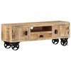 vidaXL Mueble TV con ruedas madera maciza de mango rugosa 110x30x37 cm