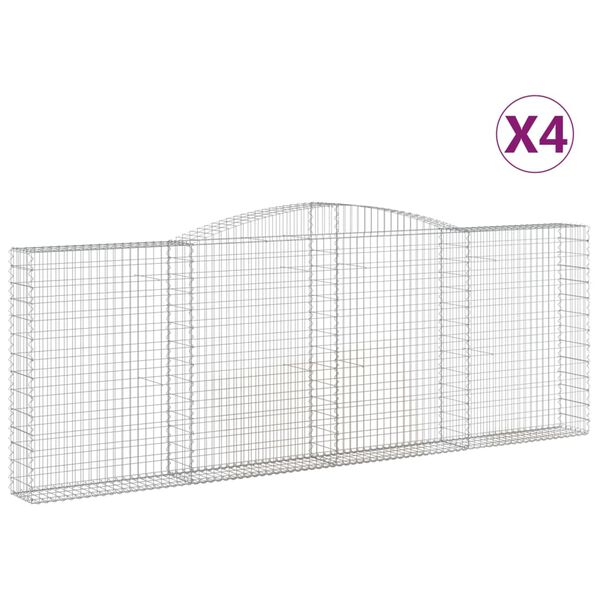 vidaXL Cestas gaviones 4 uds forma de arco hierro 400x30x140/160 cm