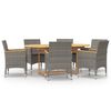 vidaXL Juego de comedor de jard&iacute;n 7 piezas con cojines gris
