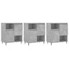vidaXL Aparadores 3 uds madera contrachapada gris hormig&oacute;n