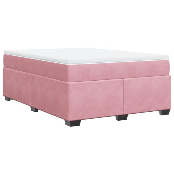 vidaXL Cama box spring con colch&oacute;n terciopelo rosa 140x190 cm