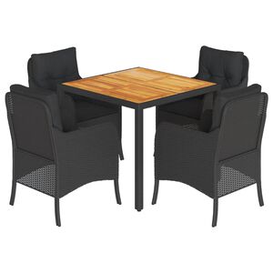 vidaXL Set de muebles jard&iacute;n 5 pzas con cojines rat&aacute;n sint&eacute;tico negro