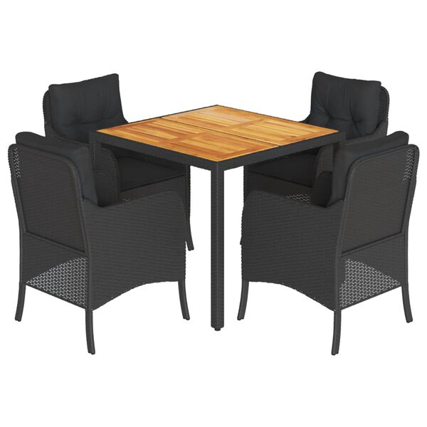 vidaXL Set de muebles jardín 5 pzas con cojines ratán sintético negro