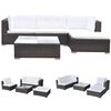 vidaXL Set muebles de jard&iacute;n 5 piezas y cojines rat&aacute;n sint&eacute;tico marr&oacute;n