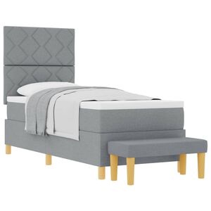 vidaXL Cama tipo Box Spring con colch&oacute;n Gris claro 80 x 200 cm tela