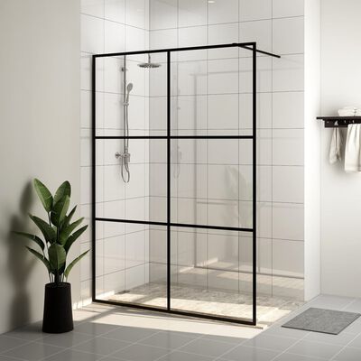 vidaXL Mampara de ducha accesible vidrio ESG claro negro 140x195 cm