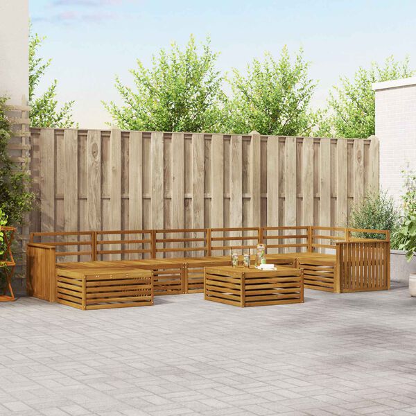 vidaXL Juegos de sof&aacute;s 8 pcs Natural Madera de Acacia S&oacute;lida