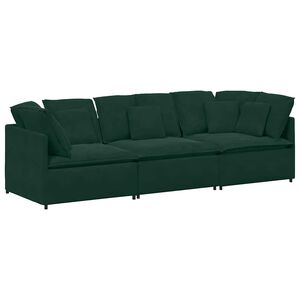 vidaXL Sof&aacute; modular con cojines de terciopelo verde oscuro