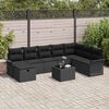vidaXL Conjunto de sof&aacute; de jard&iacute;n con coj&iacute;n 9 pcs Negro Polirat&aacute;n