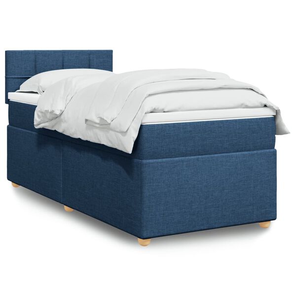 vidaXL Cama box spring con colch&oacute;n tela azul 100x200 cm