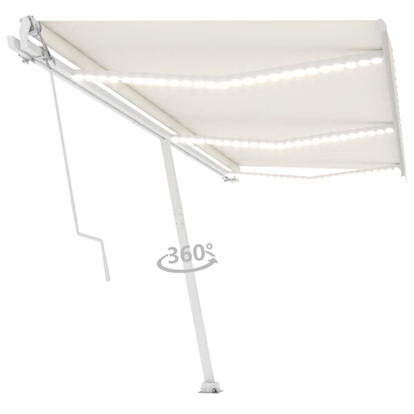 vidaXL Toldo autom&aacute;tico con LED sensor de viento crema 600x300 cm